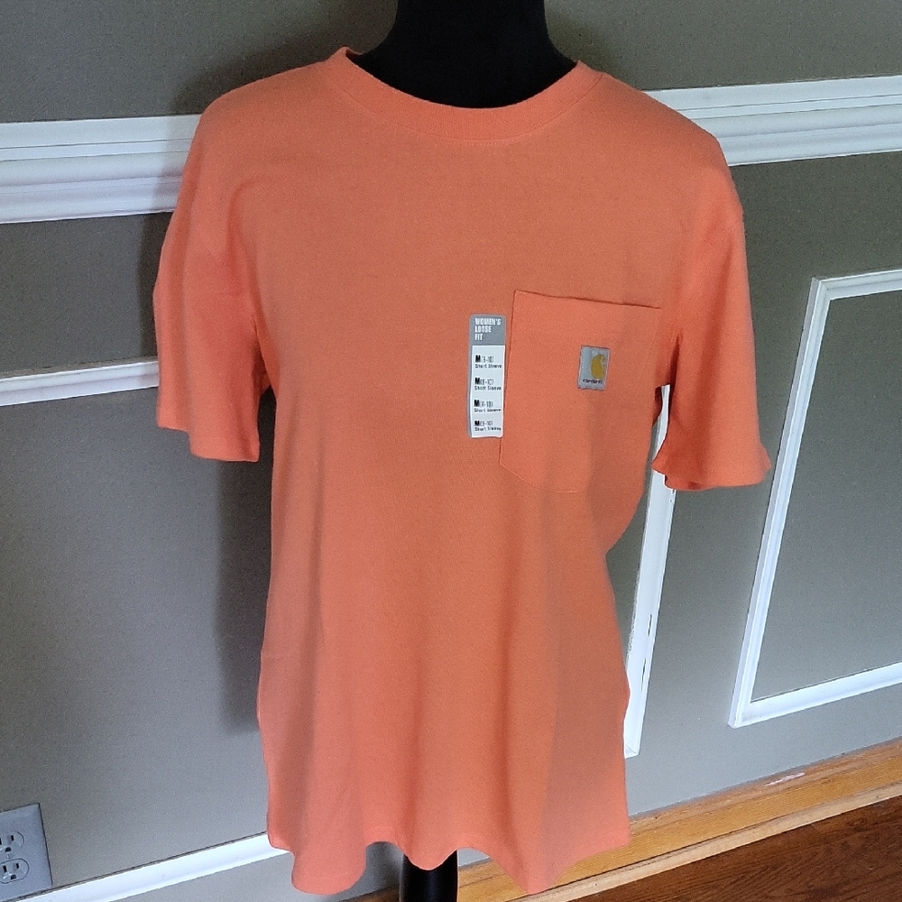 Carhartt Women's Orange Short Sleeve Tee Size Medium Loose Fit